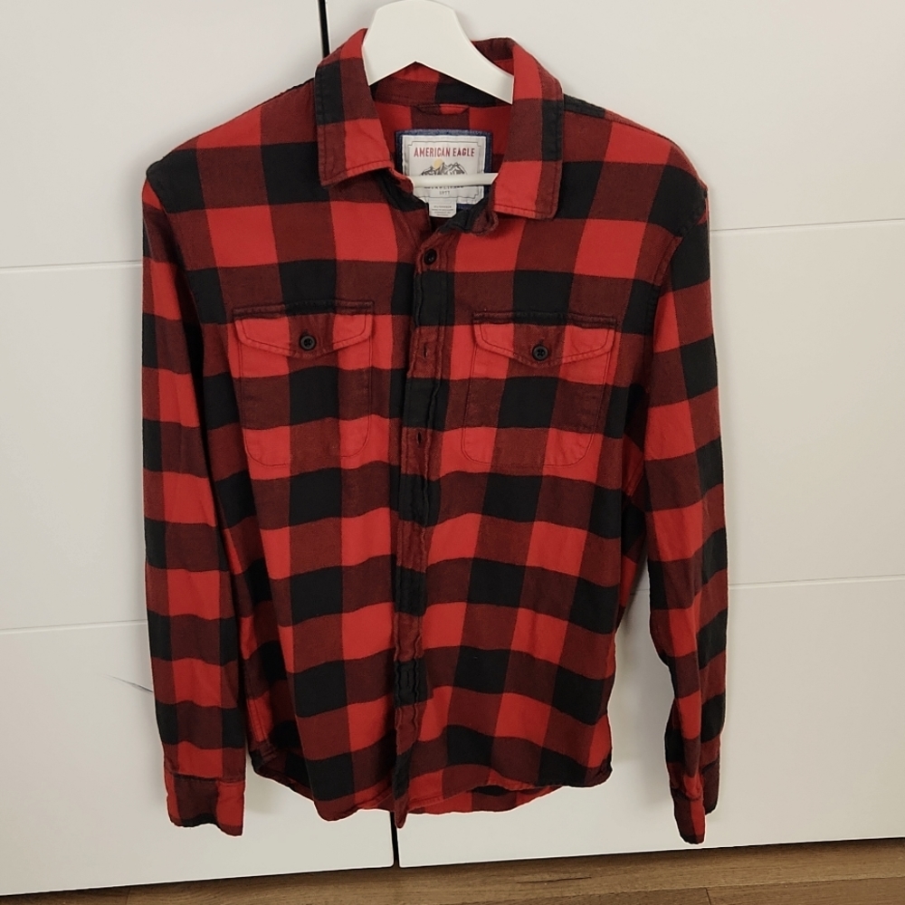 Red and black flannel shirt